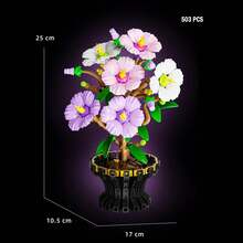 450/451/503/599/ PCS Flower Bouquet Building Set, Botanical Collection Building Block Toy, Strelitzia Reginae, Plum Blossom, Hibiscus Mutabilis, Chrysanthemum Flowers With A Vase, Birthday Gifts For Adults Women, Galentines, Valentines Gifts, Valentines Party - Multicolor - View 12