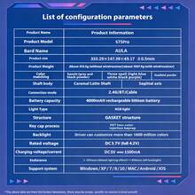 AULA S75 PRO Wireless Mechanical Keyboard, Triple-Mode Sealed Structure, Equipped With Multifunctional Display Screen And Knob, 75% Layout Hot-Swappable Gaming Keyboard, Pre-Lubricated Switches, RGB Backlight, PBT Keycaps, 4000mAh Battery, Smooth Tactile PC Gaming Keyboard - Multicolor - View 13