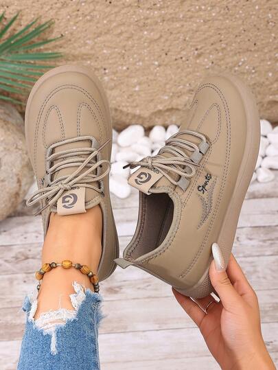 Women's Fashion Lace-Up Soft Bottom Comfortable Non-Slip Durable Casual Sports Shoes, Cycling Shoes, Road Running Shoes, Flat Shoes, Sneakers
