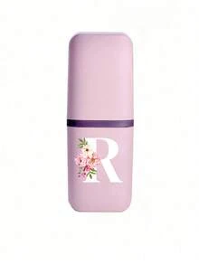 Pink Portable Travel Toothbrush Cup, Haitang Flower Letter A-Z Pattern, Mouthwash Cup, Household Bathroom Storage, Mouthwash Cup, Travel Toothbrush Box, Makeup Brush Storage Box, Multifunctional Toothbrush Cup, Alcohol Free, Plastic Material, Compact Design, Very Suitable For Oral Care Anytime, Anywhere. Outdoor Business Travel Supplies Box, Suitable For Travel, Camping, Business Trips, And School, Essential For Outdoor Travel - Multicolor - View 19