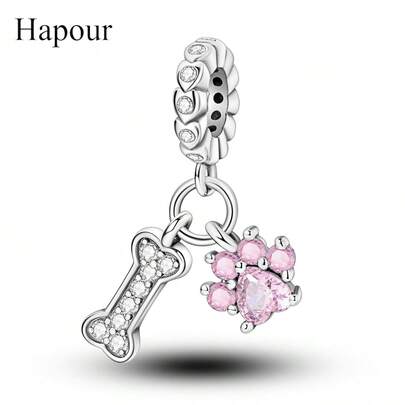 925 Sterling Silver Cute Pink Claw Bone Pendant, Compatible With Original Bracelet & Necklace, DIY Jewelry, Exquisite Jewelry, Birthday Gift For Friends, Party Gift