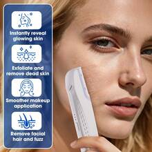 Women's Rechargeable Facial Hair Removal Razor With Light, Includes 6 Replacement Blades, Face Peeling, 3 Speed Settings, Eyebrow Trimmer - White - View 8