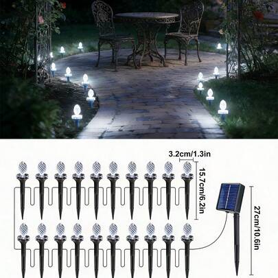 Solar Olive Shape Pathway Lights Outdoor Waterproof Lawn Light Solar Garden Pilot Light String For Lawn Yard Road Decor Lighting
