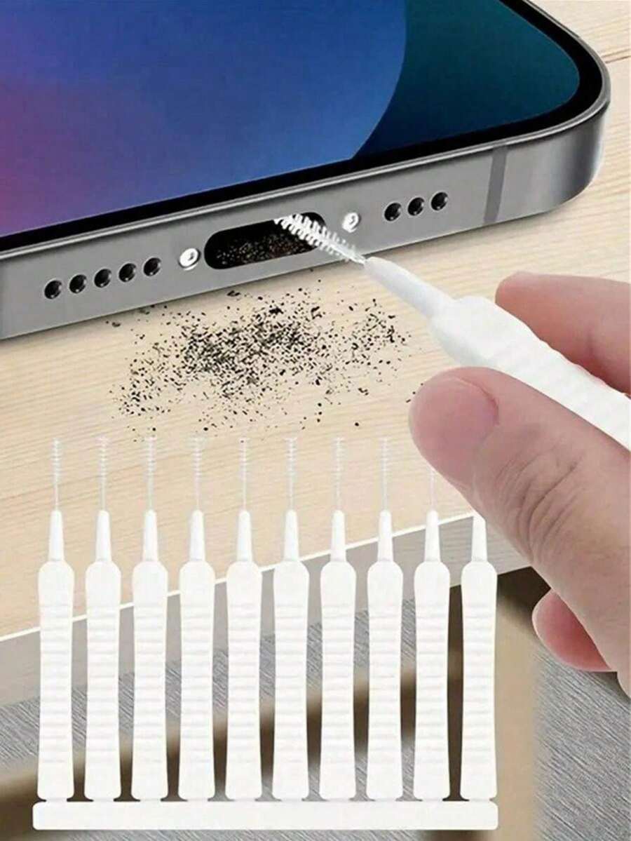 10pcs/Set White Multi-Functional Shower Head Cleaning Brush, Bathroom Accessories