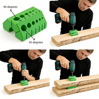 1pc Drill Guide, Designed For 45° And 90° Precise Drilling, Heavy-Duty Plastic Alignment System With Digital Guiding, Compatible With Electric Drill, Precise Drilling Assistant. Suitable For Angled Joint, Frame And Deck Construction