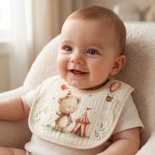 4 chiếc yếm ăn bằng vải muslin cho bé, khăn lau miệng chống thấm nước in hình hoạt hình cho trẻ sơ sinh. - Nhiều màu - Xem 5