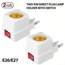 2/4pcs E26/E27 Socket Extender Adapter With Switch, Plug-In Lamp Holder, Convert Outlet To Bulb Socket, 2/3 Plug Splitter, Suitable For Garage, Porch, Camera And More - US A Type Plug(110-127V) - View 10