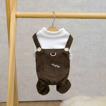 宠物服装，狗狗服饰，猫咪四脚套，春夏新款，四脚围兜裤，刺绣款 - 鏽棕色 - 查看 13