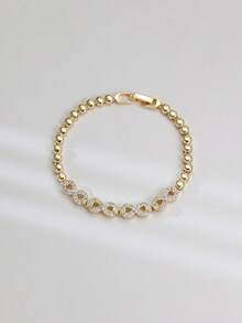 1pc 14K Gold Hollow-Out Elegant Infinity Symbol Bracelets ORO Laminado Suitable Unisex Combine Well With Any Outfit - Gold - View 14