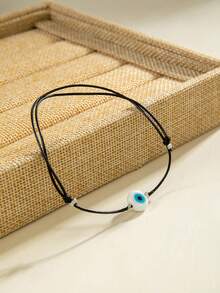 1件极简树脂邪眼和蓝白眼珠串珠脚链，女士海滩度假完美礼物 - 彩色 - 查看 7