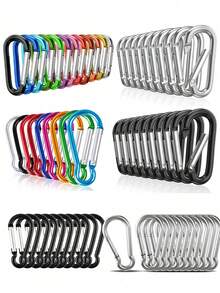 5/10/30/50pcs Carabiner Keychain, Aluminum D-Ring Spring Clip Keyring For Backpack, Travel, Camping, Hiking - Multicolor - View 9