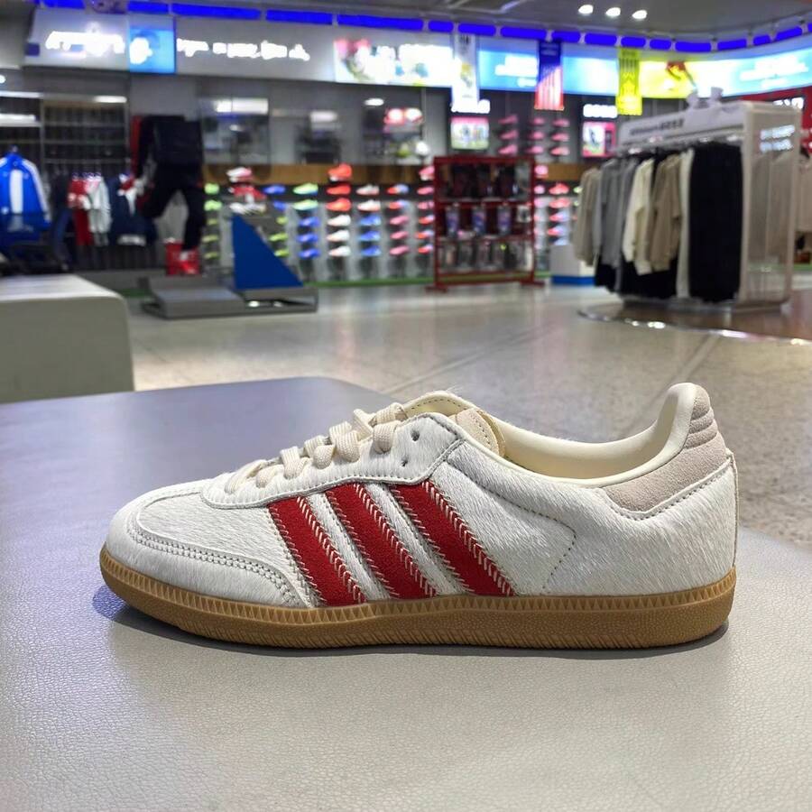 SAMBA OG Retro T-Toe Shoes For Men And Women, Adidas Style, German Training Shoes, Sneakers - Beige/red - View 1