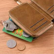 1pc Men's Short Wallet, Multi-Card Slots, Snap Button, Zipper Coin Pouch, Tri-Fold Bifold Wallet, Multifunctional Business Casual - Brown - View 6