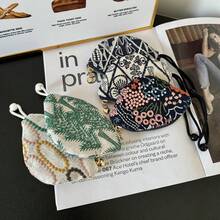Retractable Key Pouch, Mini Embroidered Pouch, Portable Coin Purse, Keychain Pendant, Car Key Storage Bag - Multicolor - View 9