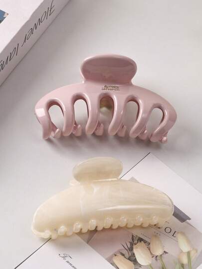 2 piezas/1 pieza Clips para el cabello de mujer de estilo minimalista con diseños de lunares acrílicos, estampado de mármol amarillo, flores, adecuados para peinados de moño, playa, viajes, estilo hawaiano, para uso diario (lunares aleatorios) Accesorios para el cabello de pinza para mujer para vacaciones en otoño e invierno