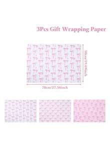3pcs Foil Bowknot Gift Wrapping Bags - Pink & Gold Glitter Bow And Plaid Design With Heart Cutout | Elegant Girly Gift Packaging For Birthday, Baby Shower, Wedding, Valentine's Day | 19.69 X 27.56 Inches - Multicolor - View 7