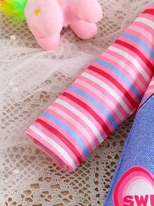 1pc Cute Striped Pony Newborn Baby Romper - Blue - View 5