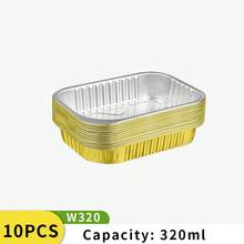 10pcs/Pack Disposable Gold Rectangular Aluminum Foil Baking Trays, Multi-Size Options, Takeout Packaging Boxes, Suitable For Oven, Air Fryer - Gold - View 13