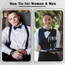 1 Exquisite Black Bow Tie - Formal Tuxedo Style - Adjustable, One Size Fits All - Perfect To Match Suits And Uniforms, Ideal Gift For Christmas, - Black - View 6