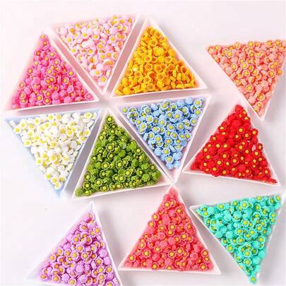 100/300/500 Piezas de 6mm Cuentas de Flor de Resina Planas Multicolor, Adornos de Resina de Margarita Redonda Mini, Adecuado para Manualidades DIY, Scrapbooking, Decoración