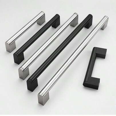 Black Cabinet Handles, Brushed Stainless Steel Kitchen Cabinet Pulls - Modern Minimalist Drawer Handles For Cupboard, Wardrobe, Dresser - Stylish European Style Cabinet Hardware