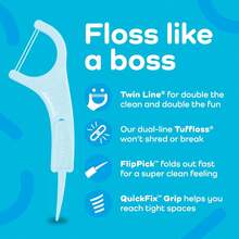 Daily Oral Care Floss Picks, Dual-Line Tuffloss, Easy Storage, Cool Mint, 75 Count - 75 Count (Pack Of 1) - View 3