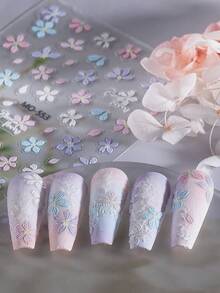 2 Stücke/Set bunte Frühlings-Blumen Nagelkunst Sticker, 5-Blüten Gänseblümchen Nail Decals in Weiß, Pink, Blau, Grün, Gelb, süße japanische Stil Nail Salon Accessoires für Frauen - Verschiedenfarbig - Übersicht 8
