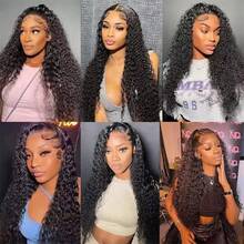 Deep Wave 13x4 Lace Frontal Ear To Ear & Transparent Swiss 4*4 Closure Pre Plucked Remy Human Hair For Black Women - Natural Black - View 9
