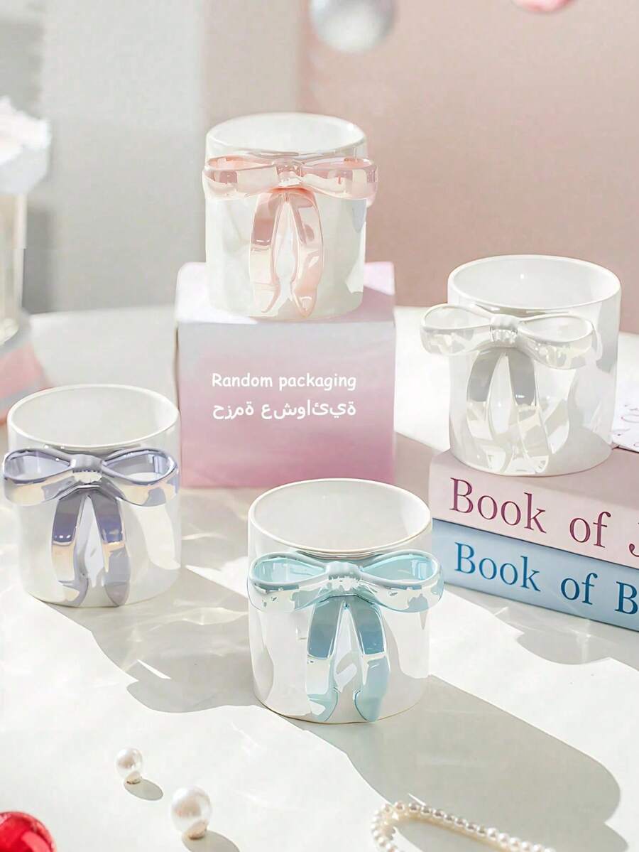 1 pieza Taza de café de cerámica, Taza de cerámica con diseño de mariposa de perla soñadora, con un hermoso y elegante diseño de mariposa de perla soñadora, un hermoso y elegante regalo para el té de la tarde, reutilizable, puede contener leche y té, taza para el desayuno, adecuada para la vuelta al colegio - Multicolor - Ver 1