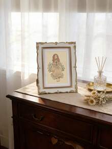 Marco de fotos vintage, marco decorativo con estilo antiguo y con paspartú, adecuado para fotos, marco de fotos con paspartú ornamentado, apto para escritorio o pared, colocación horizontal o vertical - Marco de fotos - Ver 7