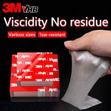 10pcs 3M Double-Sided VHB Residue-Free Adhesive Square And Round Stickers. This Adhesive Is Suitable For Home Wall Decor Fixing And Car Interior Item Attachment. - View 1