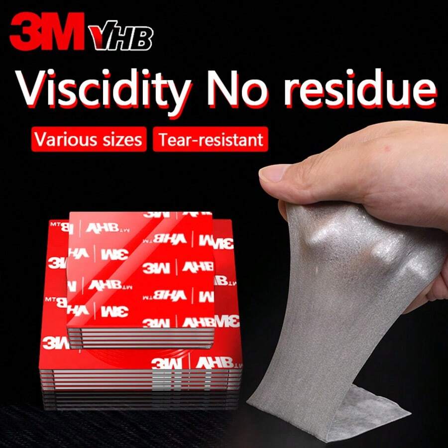 10pcs 3M Double-Sided VHB Residue-Free Adhesive Square And Round Stickers. This Adhesive Is Suitable For Home Wall Decor Fixing And Car Interior Item Attachment. - View 1