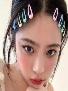 40pcs/Set Random Color Enamel Waterdrop Hair Clips, Hair Accessory, Claw Clips, Clips For Hair, Hair Slide, Hair Claws, School Stuff, Hair Accessories, Head Accessories, Hair Accessories For Women - Multicolor - View 10