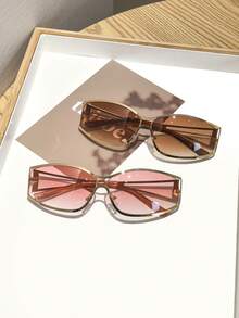 2pcs Y2K Metallic Frame Fashion Glasses, Suitable For Music Festivals, Summer Outings And Travel Accessories - Multicolor - View 14