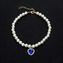 Adjustable Faux Pearl Cat/Dog Necklace, Elegant Heart Pendant Collar, Durable & Long-Lasting, Suitable For Cats And Dogs - Multicolor - View 1