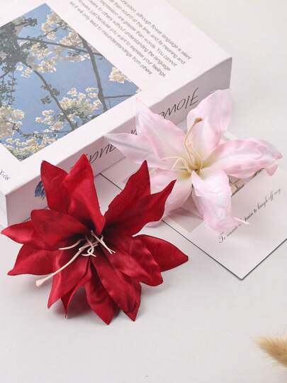 2pcs/1pc Large Size 12cm Bohemian Faux Flower Hair Clip In Light Pink, Suitable For Beach, Travel, Dating, Daily Wear, Claw Clip, Hair Claw, Hair Accessory, Headpiece, Women's Hair Accessory