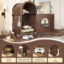 Cat Litter Box Enclosure , 2-In-1 Condo Cat Bed, Cat Shelter Furniture With Two-Level Cozy Haven For 2 Cats, Cute Kitty Condo For Sleeping, Luxury Cat House& Furniture, Espresso - A - 查看 6