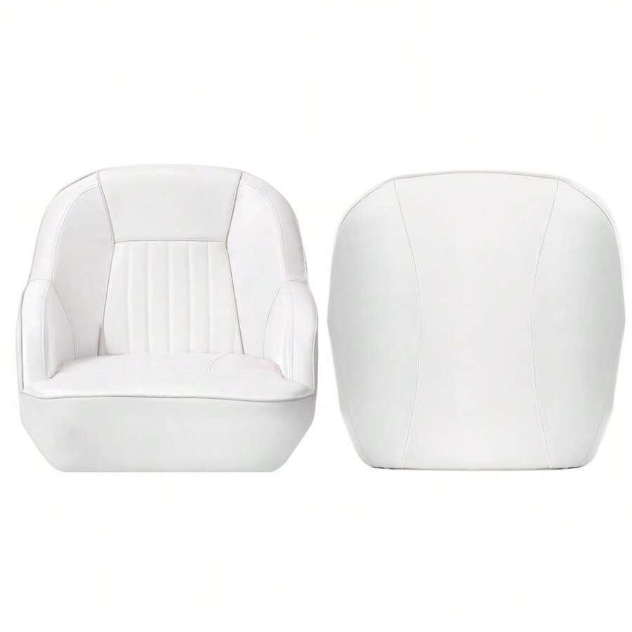 Silla de capitán para pontón, silla ergonómica tipo cubo para capitán, acolchado de espuma comprimida, estructura de plástico moldeado por inyección, sillas de capitán para barco con perno de montaje - Todo blanco - Ver 1