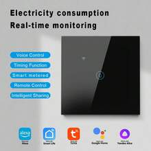 1pc Smart Water Meter Switch With Energy Monitor, ChevoLink WiFi And Bluetooth 5000W EU Wall Switch, DS-101GWN Black/White, Tracks Daily Power Consumption And Cost, Compatible With Alexa, Yandex Alice, Tuya Smart Life App For Remote Scheduling, 8mm Ultra-Thin Panel Suitable For Electric Water Heater - 彩色 - 查看 14