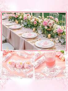 20 Stück rosa Blumen-Cocktailservietten, rosa und weißes Vintage-Blumen-Schmetterlingsmuster, geeignet für Muttertag, Hochzeit, Brautparty, Babyparty, Nachmittagstee-Party - mehrfarbig - Übersicht 8