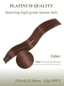 DNE HAIR 10pcs 100% Human Hair Tape-In Extensions #4A Chocolate Brown Straight 14-22 Inch Silky Seamless Invisible Premium Density Hair Pieces, Suitable For Thin Hair & Salon Use, Fit For Daily Use For All Women - S4A - View 12