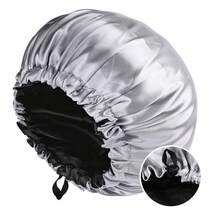 New Women's Fashion Double-Layer Satin Sleep Cap For Beauty And Hair Care, Adjustable BEQJ - Tím + Đen - Xem 8