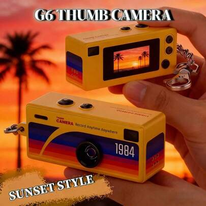 كاميرا رقمية صغيرة محمولة فائقة الجودة HD مع عدسة قابلة للتبديل ووضع يدوي - تحميل سهل للهاتف المحمول للتدوين المرئي والسفر والحفلات وحياة الطلاب (لون أصفر غروب الشمس) - كاميرا سلسلة مفاتيح صغيرة، كاميرا إبهام، كاميرا رقمية رقمية FHD 1080P بطراز رجعي، كاميرات صغيرة مدمجة بطراز قديم - هدايا عيد ميلاد مثالية