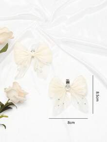 2pcs Minimalist Luxury Pearl Bow Detachable Shoe Clips - Beige - View 3