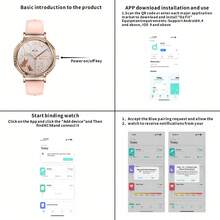 Damen Smartwatch, 1,32-Zoll AMOLED Vollbildschirm, kabellose Anrufe, über 100 dynamische Modi, Foto-Steuerung, Menstruations-Erinnerung, Sitzend-Erinnerung, Informations-Push, Schrittzähler, Trainingsaufzeichnung, Kalorienverbrauch, Damen Uhr, Damen Uhr, Smartwatch - Übersicht 10