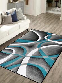 1pc Geometric Pattern Rug, Black White Grey Printed Polyester Rectangle Easy-Care Washable Area Rug For Living Room, Hallway, Bedside, Living Room, Bedroom, Office, Kitchen, Farmhouse Home Decor - Multicolor - View 16