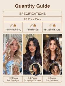 50g/Pack, 20 Pieces, Tape-In Human Hair Extensions, 45cm (18 Inches), Straight, Seamless, Skin Weft, High-Quality Human Hair Extensions, Natural Color, Natural Color Gradient - S12/613 - View 4