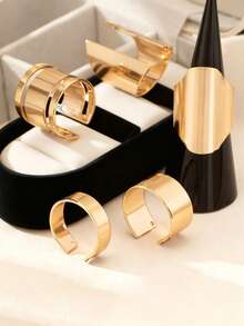 5pcs Chic Ring Set For Women - Vintage & Boho Style, Perfect For Casual Attire - Gold - View 2