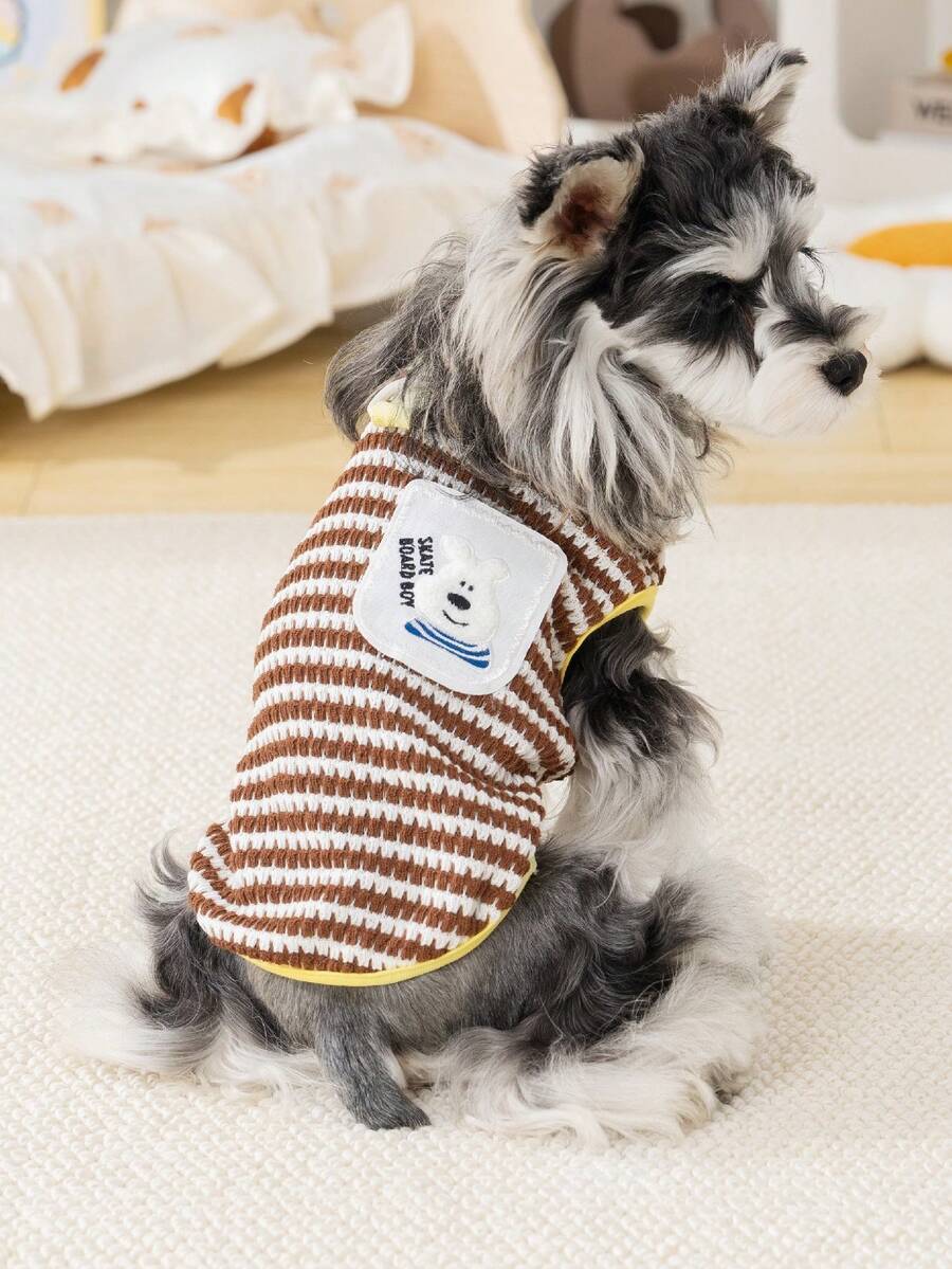 1 pieza Ropa para mascotas Chaleco con bolsillo y diseño de dibujos animados - Multicolor - Ver 1