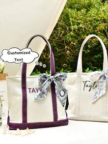 1 chiếc túi tote tùy chỉnh, túi tote thuyền tùy chỉnh, quà tặng cá nhân hóa, quà tặng cho phù dâu, túi xách đi biển, túi tote vải canvas thêu, túi tote in chữ tùy chỉnh, quà tặng cho tiệc độc thân, cặp sách, quà tặng cho nữ - Nhiều màu - Xem 3